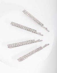 Silver Double Row Diamante Clip 4-Pack - link has visual effect only