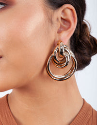 Gold Chunky Tubular Loop Earrings - link has visual effect only