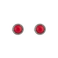 Red Round Facet Stud Earrings - link has visual effect only