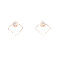 Rose Gold Geometric Square Diamante Stud Earrings - link has visual effect only