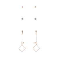 Rose Gold Dainty Crystal Stud Drop Earring Pack - link has visual effect only
